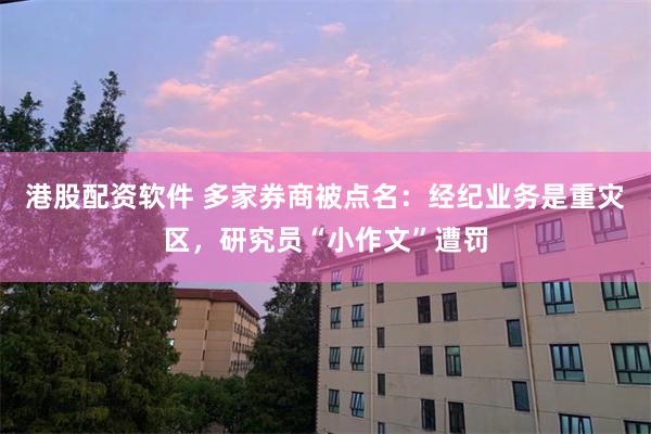 港股配资软件 多家券商被点名：经纪业务是重灾区，研究员“小作文”遭罚