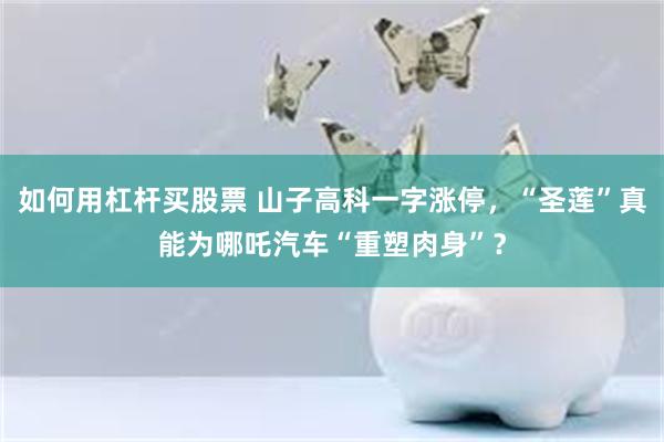 如何用杠杆买股票 山子高科一字涨停，“圣莲”真能为哪吒汽车“重塑肉身”？
